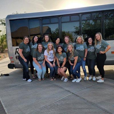 Bachelorette Party for Cassie Ramblin Ridez Party Bus Rentals #ramblinridez #partybus #bridetribe #bride #teambride #Chandler #queencreek