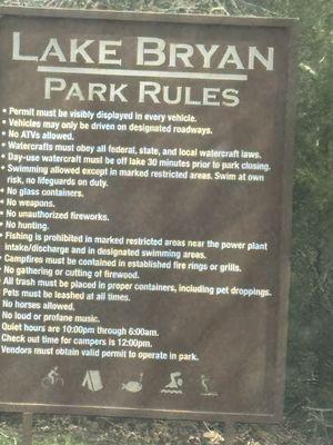 Park Rules at Entrance