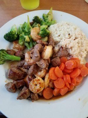 Beef and shrimp plate