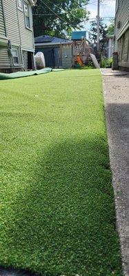 partially installed turf