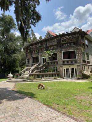 The Wonder House, with the sweet Joan of Bark tour companion.