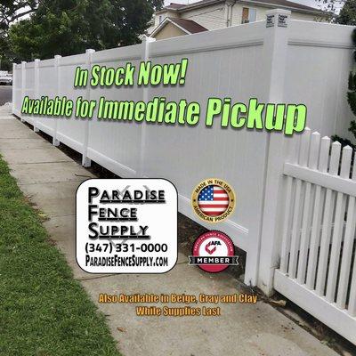 Full Privacy PVC Fence IN STOCK and READY FOR PICKUP.