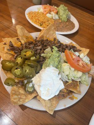 Nachos and side rice and beans.  Best nachos I've had ever!!