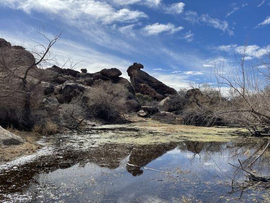 Natural pond from the rocks that store water.