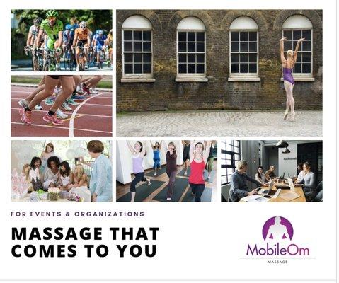 From bachelorette parties and fundraisers to workplace wellness events, MobileOm.Pro has you covered