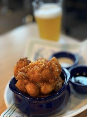 Fried cheese curds and beer