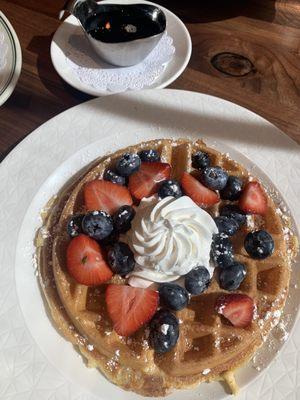 Waffle , Fresh Berries, Fresh Cream & Maple  Syrup