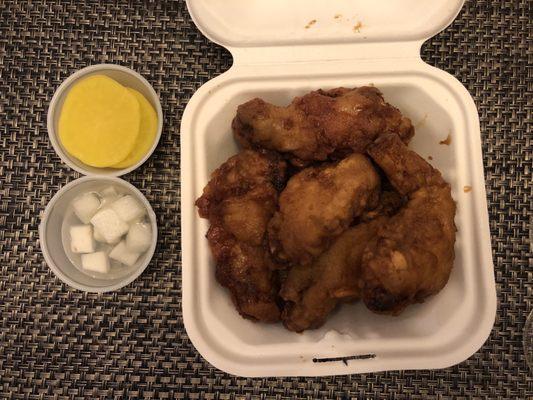 Korean Fried Chicken Wings (8 pieces). They are not bad. Definitely has the Korean authentic flavor to it.