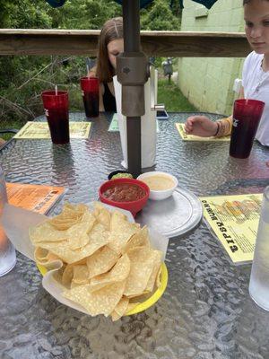 Trio App- salsa, guacamole, & queso with chips.