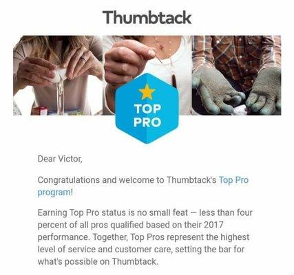 Top quality service is our goal. 
We are happy to announce our company is now rated TOP PRO 2017-2018!