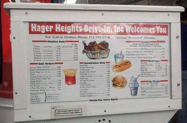 Drive up menu