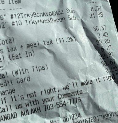 Receipt "if it's not right..." call the number and they will hang up on you.