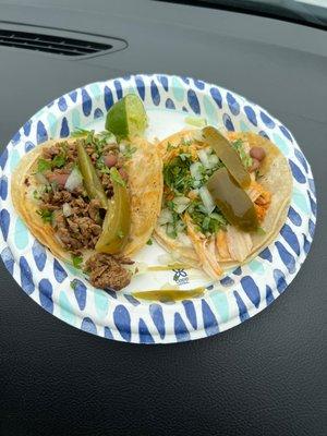 Carne Asada and Shredded Chicken Street Taco