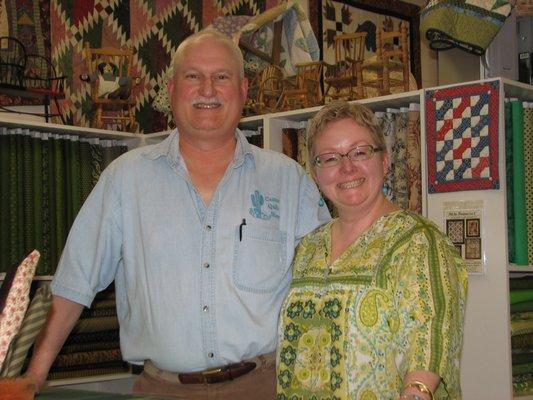 Owner, Nancy Landon and her "Fat Quarter King" David!