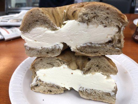 Cinnamon raisin bagel with cream cheese