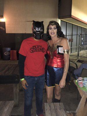 It was Halloween theme night . Me and Wonder Woman