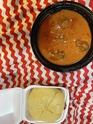 Fufu and goat with peanuts soup