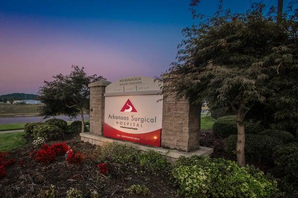 Arkansas Surgical Hospital at dusk.