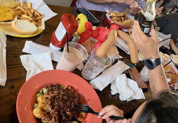 Tat-or tots, kids burger and fish and chips