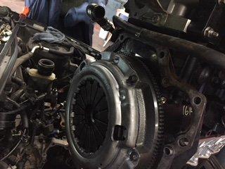 2002 ford. Replaced the clutch pressure plate, disc, flywheel, pilot bearing and the throw out bearing.