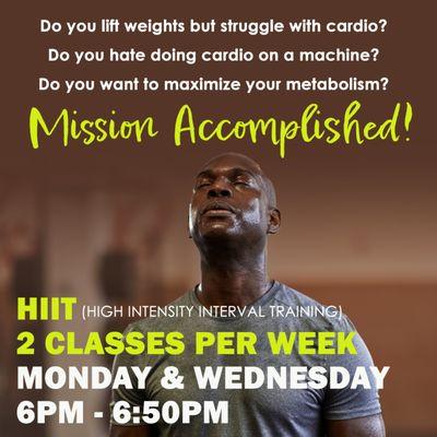 Cardio-powered metabolism booster - Our New HIIT Classes are FUN, FAST & Help you get the MOST of your weight training. Join us!