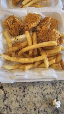 Catfish nuggets and fries