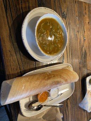 Masala Dosa and Sambar Lentil and Vegetable Soup