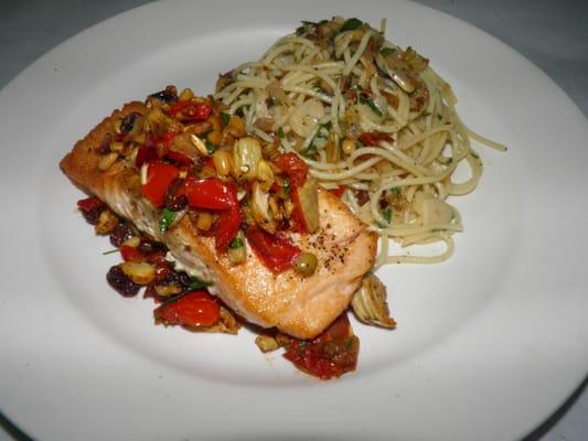 Tavolo Pronto   Pan-seared Salmon with Sardinian Vegetables