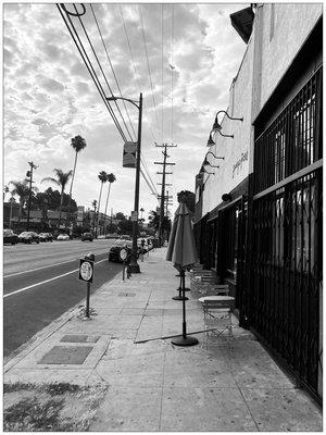 Outdoor seats with Sunset blvd view. #bnwfotografia #BodegaPark