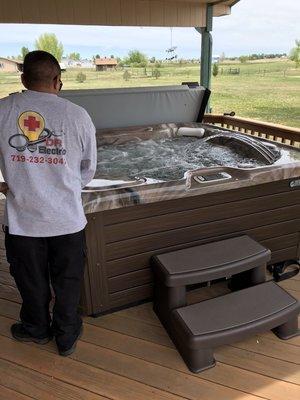 Hot tub connection for a valued customer!