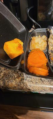 Candied yams and mashed potatoes