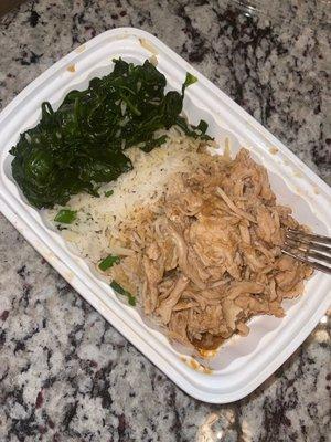 Thai Turkey breast: (Thai braised Turkey, herb basmati, spinach and Pan Jus) 400 cal. Super healthy and flavorful