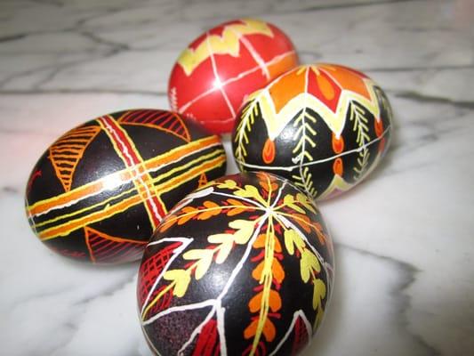 Pysanky (Easter eggs) we made at the museum workshop today.