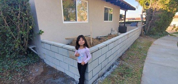 block wall construction in progress