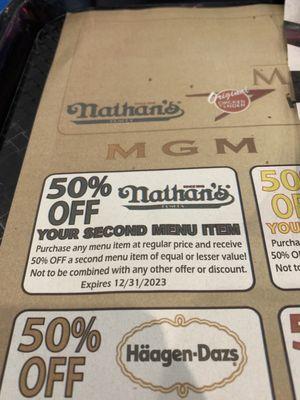 Discount on the placemat.