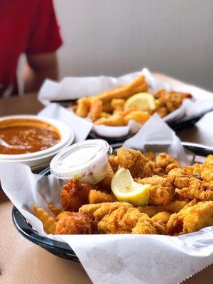 Captains platter  Launch special snapper basket  Gumbo