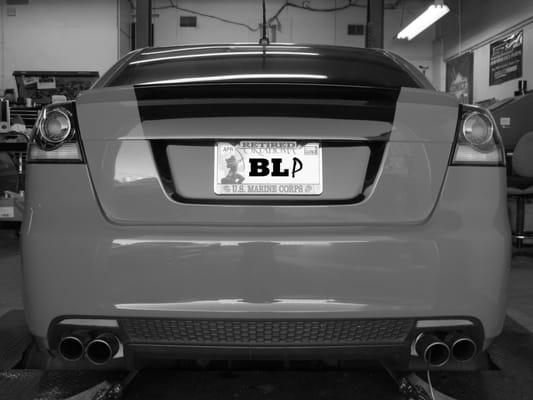 Rear shot of a beautiful 2008 Pontiac G8 that BLP built. 404 stroker, naturally aspirated putting down 483whp!