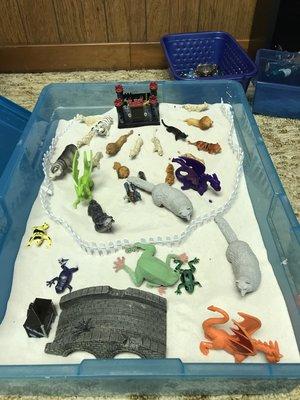 Utilizing techniques for children and adults through sand tray therapy.