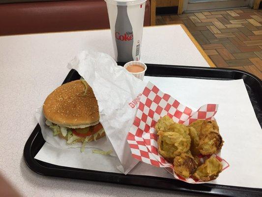 The Big Ranch Burger and Deep fried pickles!