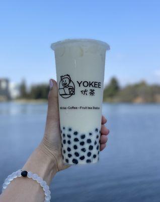 Jasmine Green Milk Tea with boba