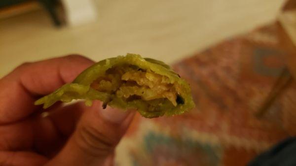 Interior of vegetable gyoza ($5.25). Good.