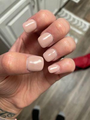 Fat square thumb and squovals on other nails