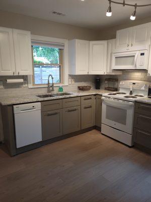 Bottom gray cabinets.