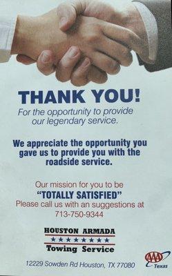 Thank you, David Salinas, for the excellent service