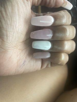 Huge bulky acrylic globed on nails