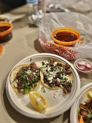 Cabeza Taco (left) & Asada Taco (right) - $3.50 each