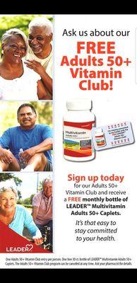 Call us about our FREE Senior vitamin club!