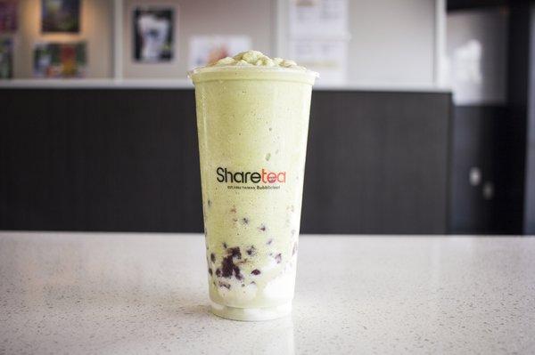 Matcha Ice Blended with Red Bean & Ice Cream