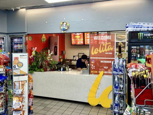 Their service counter, right behind the front entrance