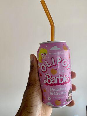 17.05.2024 -- OLIPOP, probiotic drink (Barbie branded) -- Peaches and Cream flavour